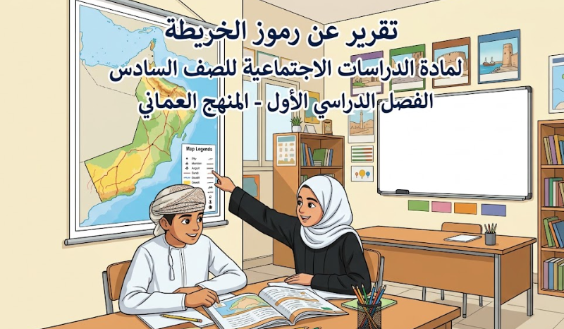 تقرير عن رموز الخريطة لمادة الدراسات الاجتماعية للصف السادس الفصل الدراسي الاول المنهج العماني