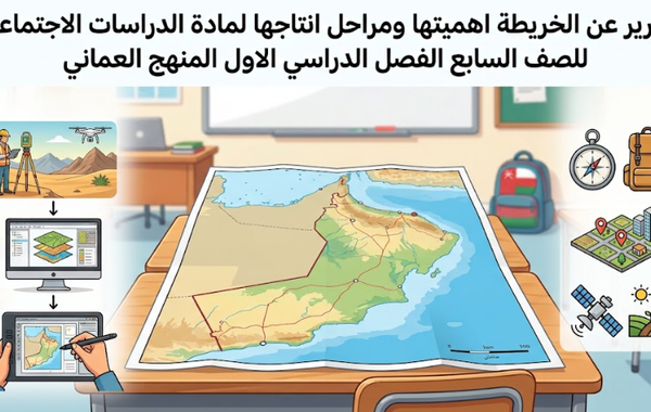 تقرير عن الخريطة اهميتها ومراحل انتاجها لمادة الدراسات الاجتماعية للصف السابع الفصل الدراسي الاول المنهج العماني