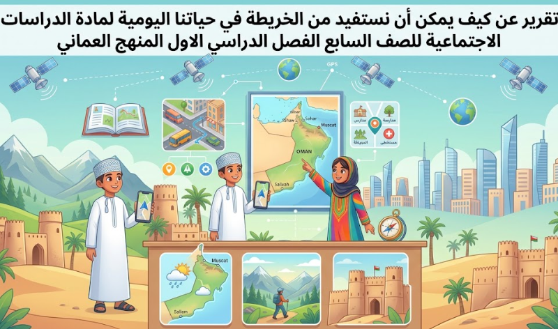 تقرير عن كيف يمكن أن نستفيد من الخريطة في حياتنا اليومية لمادة الدراسات الاجتماعية للصف السابع الفصل الدراسي الاول المنهج العماني