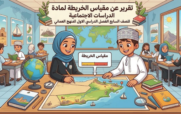 تقرير عن مقياس الرسم لمادة الدراسات الاجتماعية للصف السابع الفصل الدراسي الاول المنهج العماني