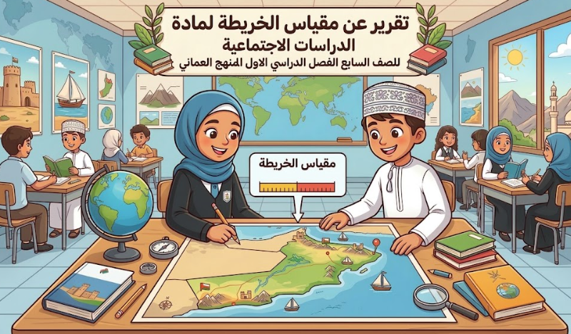 تقرير عن مقياس الرسم لمادة الدراسات الاجتماعية للصف السابع الفصل الدراسي الاول المنهج العماني