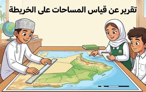 تقرير عن حساب المساحات على الخريطة لمادة الدراسات الاجتماعية للصف السابع الفصل الدراسي الاول المنهج العماني