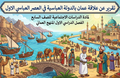 تقرير عن علاقة عمان بالدولة العباسية في العصر العباسي الاول لمادة الدراسات الاجتماعية للصف السابع الفصل الدراسي الاول المنهج العماني