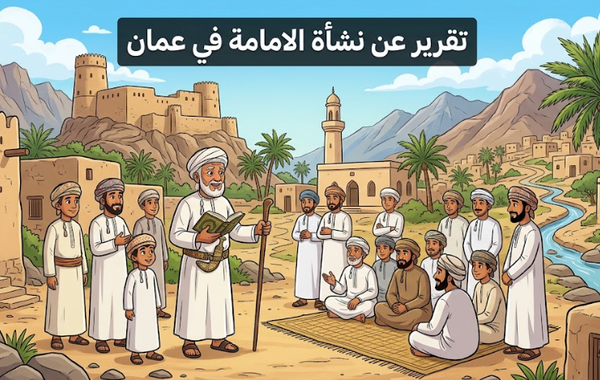 تقرير عن نشأة الامامة في عمان لمادة الدراسات الاجتماعية للصف السابع الفصل الدراسي الاول لمنهج سلطنة عمان