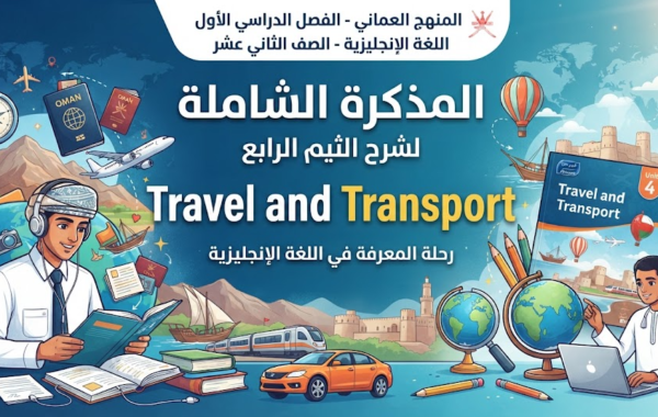 المذكرة الشاملة لشرح الثيم الرابع Travel and Transport لمادة اللغة الانجليزية للصف الثاني عشر الفصل الدراسي الاول المنهج العماني