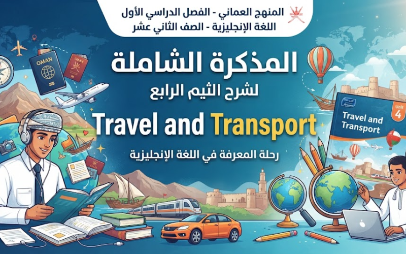 المذكرة الشاملة لشرح الثيم الرابع Travel and Transport لمادة اللغة الانجليزية للصف الثاني عشر الفصل الدراسي الاول المنهج العماني