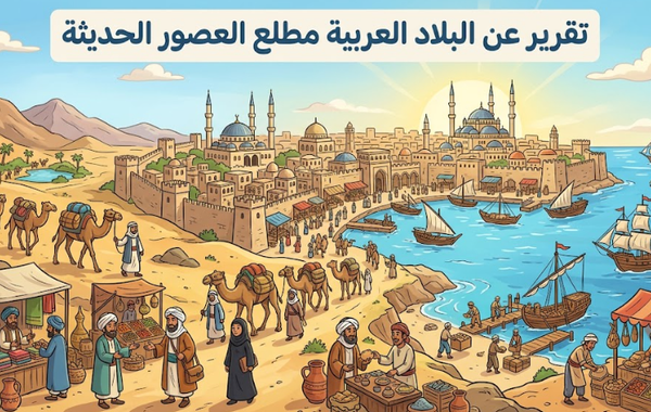 تقرير عن البلاد العربية مطلع العصور الحديثة لمادة الدراسات الاجتماعية للصف الثامن الفصل الدراسي الاول المنهج العماني