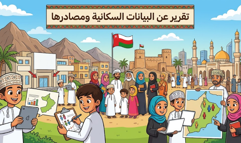 تقرير عن البيانات السكانية ومصادرها لمادة الدراسات الاجتماعية للصف التاسع الفصل الدراسي الاول
