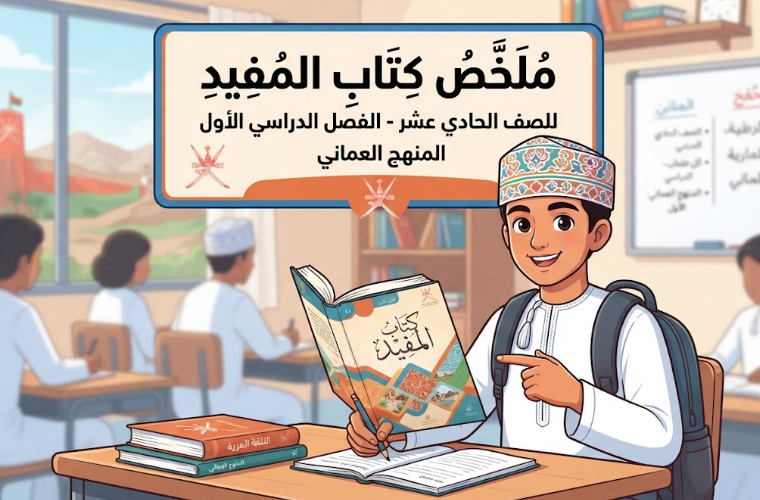 ملخص كتاب المفيد لمادة اللغة العربية للصف الحادي عشر الفصل الدراسي الاول