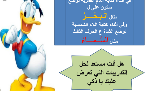 عرض تقديمي لشرح درس الاملاء اللام الشمسية واللام القمرية لصفوف الحلقة الاولى من الثاني الى الرابع