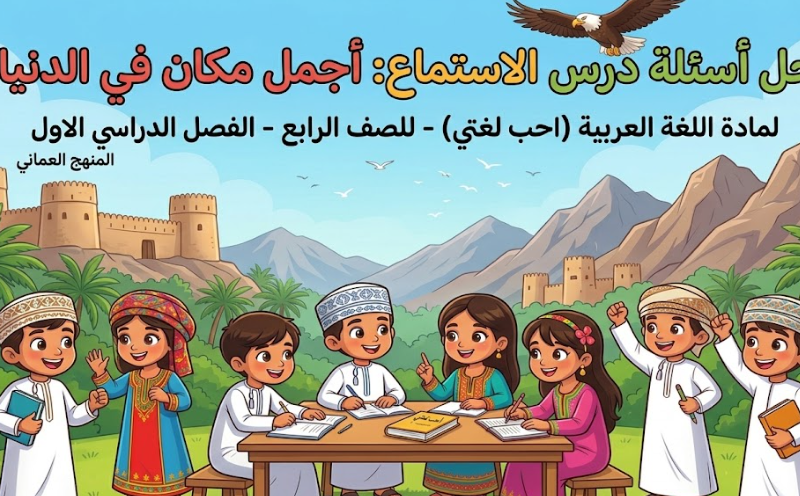 حل اسئلة درس الاستماع اجمل مكان في الدنيا لمادة اللغة العربية احب لغتي للصف الرابع الفصل الدراسي الاول المنهج العماني