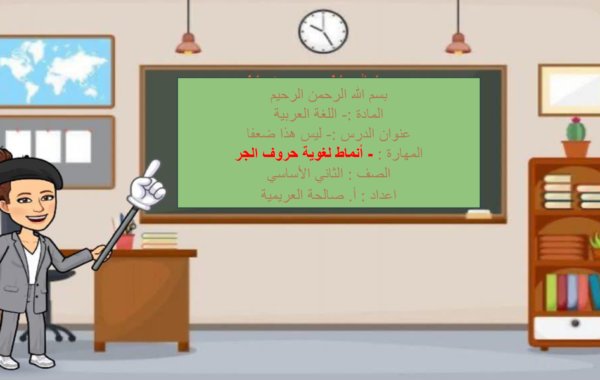 ملف بوربوينت لشرح درس انماط لغوية حروف الجر من درس ليس هذا ضعفا لمادة اللغة العربية احب لغتي للصف الثاني الاساسي