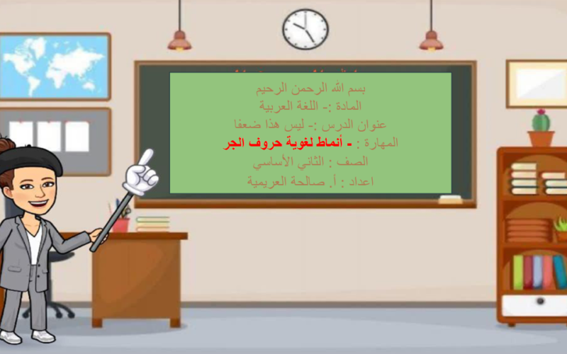 ملف بوربوينت لشرح درس انماط لغوية حروف الجر من درس ليس هذا ضعفا لمادة اللغة العربية احب لغتي للصف الثاني الاساسي