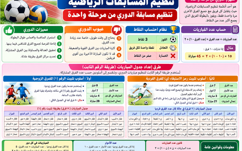 ملخص درس تنظيم المسابقات الرياضية لمادة الرياضة المدرسية للصف الثاني عشر الفصل الدراسي الاول المنهج العماني