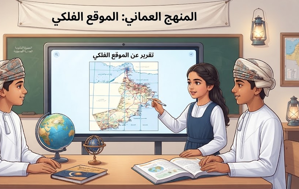 تقرير عن الموقع الفلكي لمادة الدراسات الاجتماعية للصف الخامس الفصل الدراسي الاول المنهج العماني