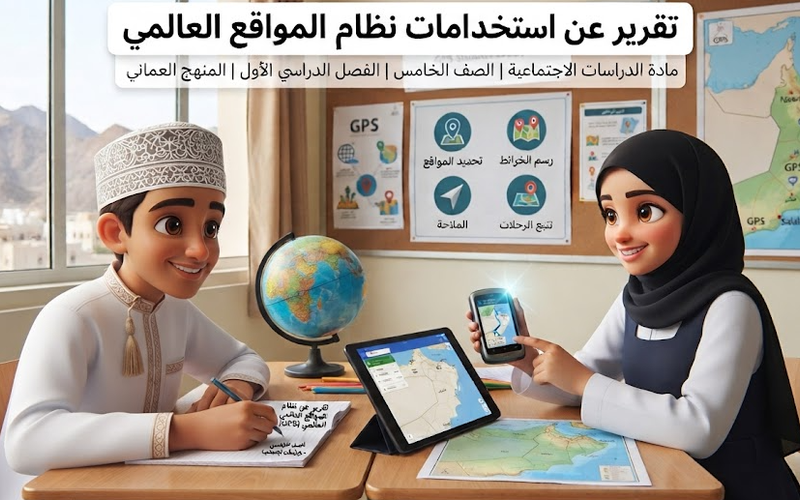تقرير عن استخدامات نظام المواقع العالمي لمادة الدراسات الاجتماعية للصف الخامس الفصل الدراسي الاول المنهج العماني