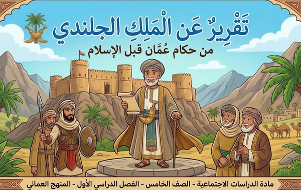 تقرير عن الملك الجلندى من حكام عمان قبل الاسلام لمادة الدراسات الاجتماعية للصف الخامس الفصل الدراسي الاول المنهج العماني