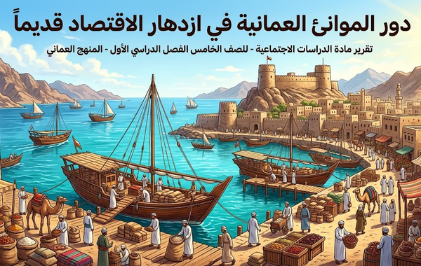 تقرير عن دور الموانئ العمانية في ازدهار الاقتصاد قديمًا لمادة الدراسات الاجتماعية للصف الخامس الفصل الدراسي الاول المنهج العماني