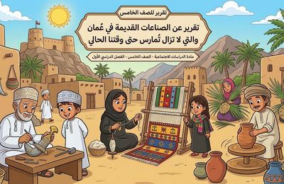 تقرير عن الصناعات القديمة في عُمان والتي لا تزال تُمارس حتى وقتنا الحالي لمادة الدراسات الاجتماعية للصف الخامس الفصل الدراسي الاول المنهج العماني